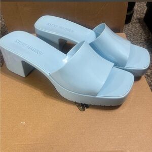 Steve Madden Baby Blue Chunky Platform Slide Mules